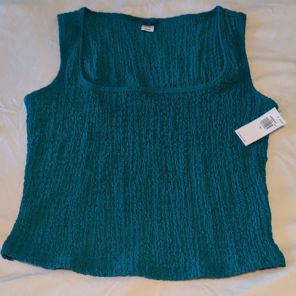 Old Navy Teal Textured Square Neck Tank Top NWT